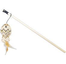 Katzenangel mit Fischspielzeug und Federn