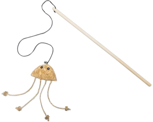 Katzenangel mit Kork-Anhänger und Holzstab