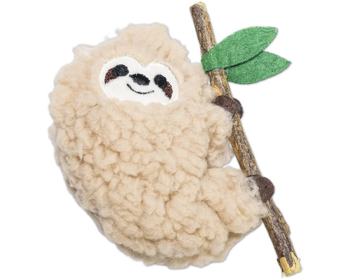 Plüschtier Faultier, das an einem Ast hängt