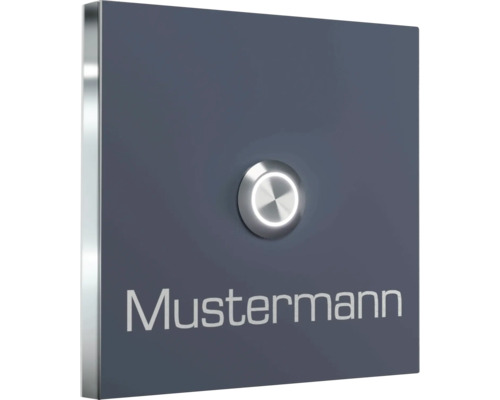 Klingelplatte Heidemann M DESIGNline Edelstahl Namensschild mit Klingelknopf und Schriftzug Mustermann
