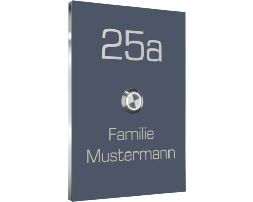 Klingelplatte Heidemann L DESIGNline Edelstahl Hausschild mit Hausnummer, Klingel und Familienname