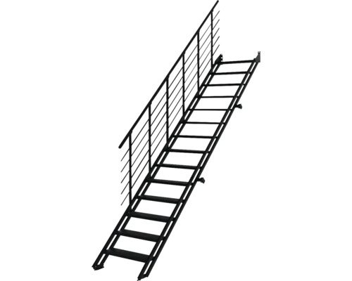 Schwarze Treppe mit Geländer zur Wandmontage
