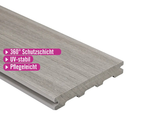 Terrassendiele mit 360 Grad Schutzschicht, UV-stabil und pflegeleicht