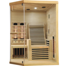Innensauna mit Holzbänken und Infrarotstrahlern