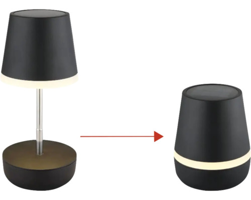 Solarleuchte, transformiert von Tischleuchte zu Bodeneinheit