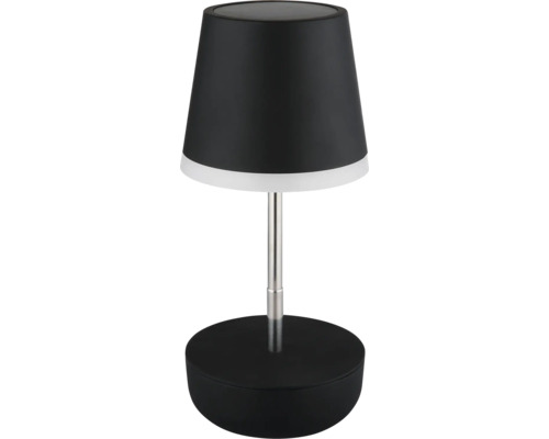 Schreibtischlampe mit schwarzem Schirm und silberfarbenem Ständer