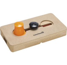 Intelligenzspielzeug für Haustiere aus Holz mit zwei beweglichen Elementen und Beeztees Logo