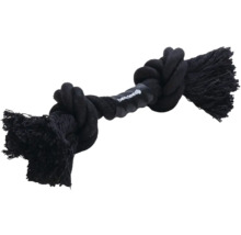Schwarzes Baumwolltau-Spielzeug für Hunde mit Knoten und Fransen