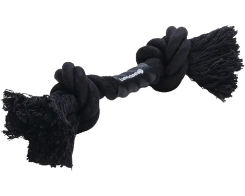 Schwarzes Baumwolltau-Spielzeug für Hunde mit Knoten und Fransen
