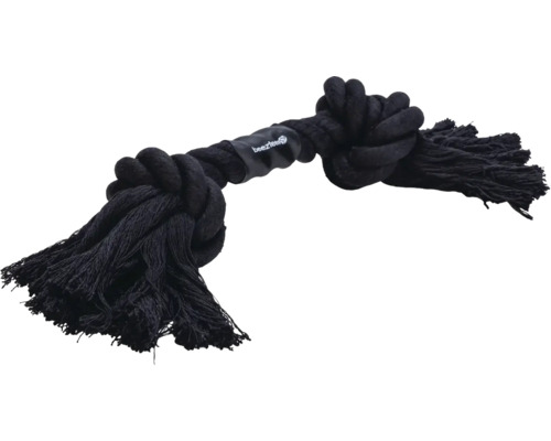 Schwarzes Baumwolltau-Hundespielzeug mit Knoten und Fransen