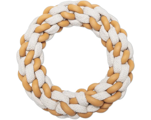 Geflochtener Hundespielzeugring aus Seil und Holz
