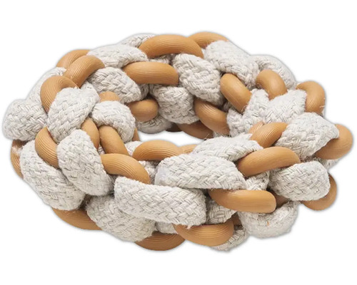 Geflochtener Hundespielzeugring aus Seil und Gummi