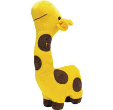 Gelbe Stoffgiraffe mit braunen Flecken