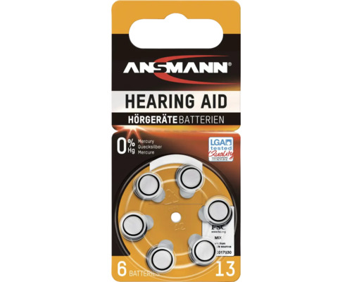 Ansmann Hörgerätebatterien Größe 13, 6 Stück