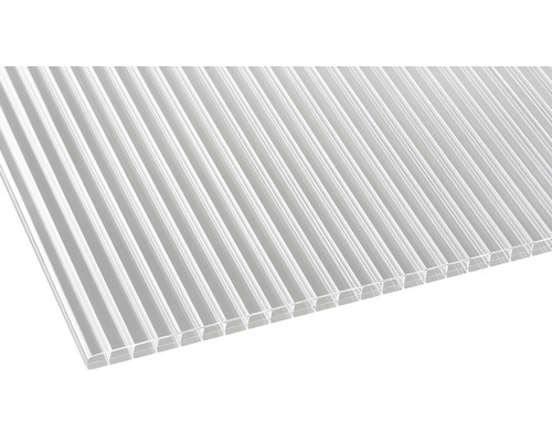 PRECIT Polycarbonat Hohlkammerplatte klar beidseitiger UV-Schutz 2500 mm x 980 mm x 16 mm Stegplatte für den Außenbereich