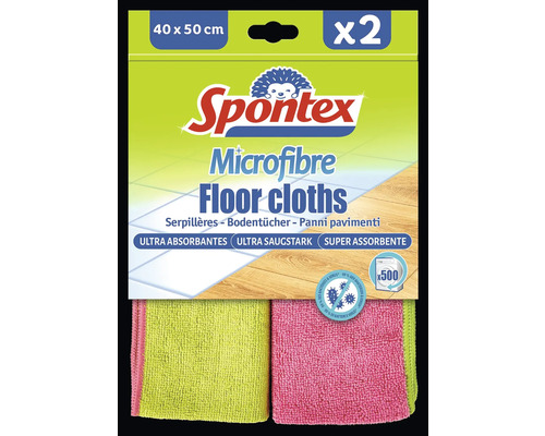 Bodentuch Spontex Mikrofaser 2 Stück Spontex Microfaser Bodentücher, 40 x 50 cm, 2er-Pack