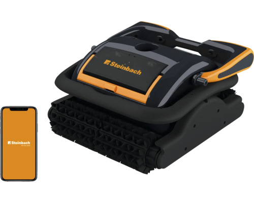 Steinbach Poolroboter mit Smartphone