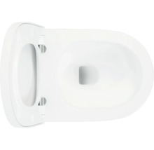 Aufgeschnittene Toilettenschüssel mit Toilettendeckel von oben