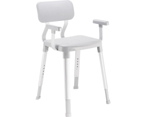 Duschstuhl mit Rückenlehne und Armlehnen, höhenverstellbar