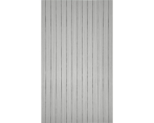 Helle Holzpaneele mit vertikalen Linien für Wand- oder Deckengestaltung.