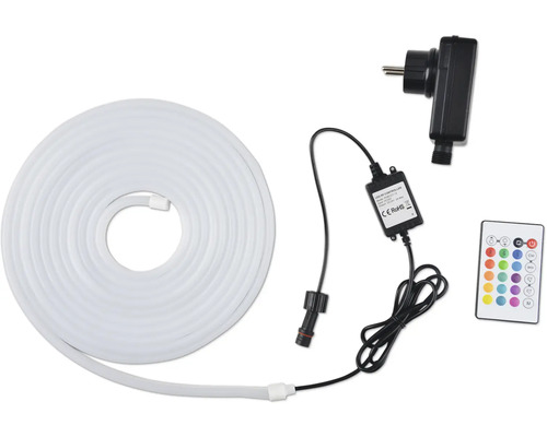 LED Band Lumakpro RGBCCT Neon 230/24 V IP 65, 5 m LED-Lichtschlauch mit Stecker, Controller und Fernbedienung