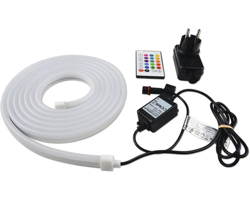 LED Band Lumakpro RGBCCT Neon 230/24 V IP 65, 3 m LED-Lichtschlauch mit Fernbedienung und Stromanschluss