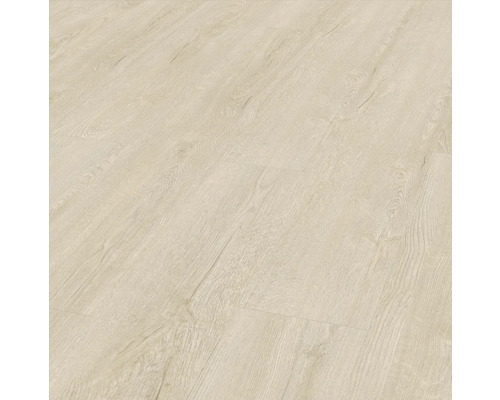 Swiss Krono Laminat Horizont Creme Eiche Landhausdiele 1380 x 193 x 8 mm Helle Laminatbodenfläche mit Holzstruktur