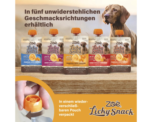 Zoë Licky Snack Hundeleckerli in fünf Geschmacksrichtungen in wiederverschließbaren Beuteln
