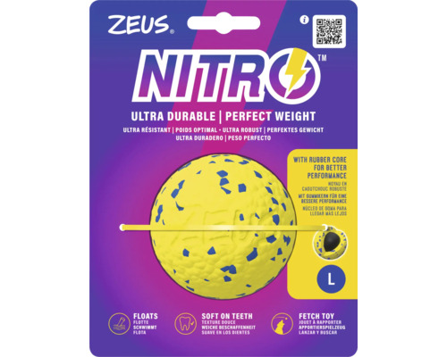 Zeus Nitro Hundespielball mit Gummikern in Größe L