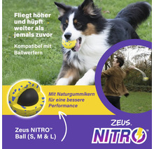 Zeus Nitro Ball im Einsatz mit Hund und Ballschleuder