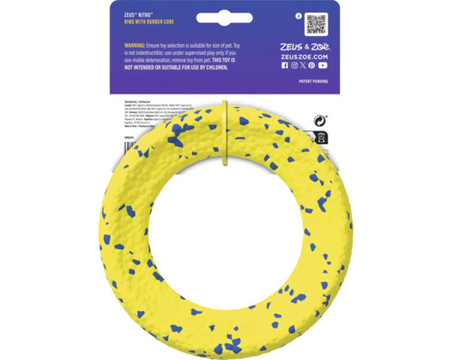 Gelber Hundespielzeug-Ring mit blauen Flecken