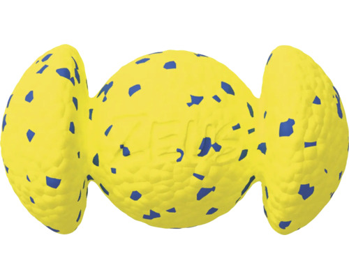 ZS Nitro Grip Ball, m. Gewicht, 12,4cm Gelbes Hundespielzeug in Bonbonform mit blauen Flecken