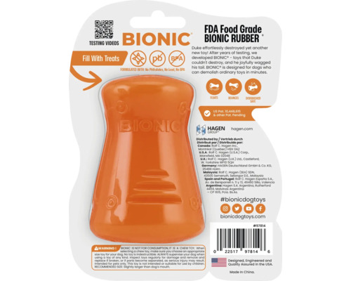 Bionic Hundespielzeug aus robustem Gummi mit Aussparung zum Befüllen mit Leckerlis