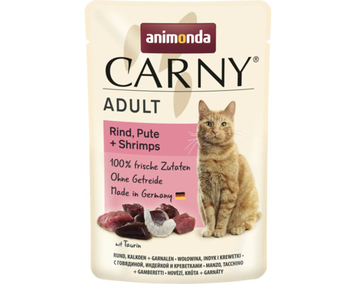 Animonda Carny Adult Katzenfutter mit Rind, Pute und Shrimps