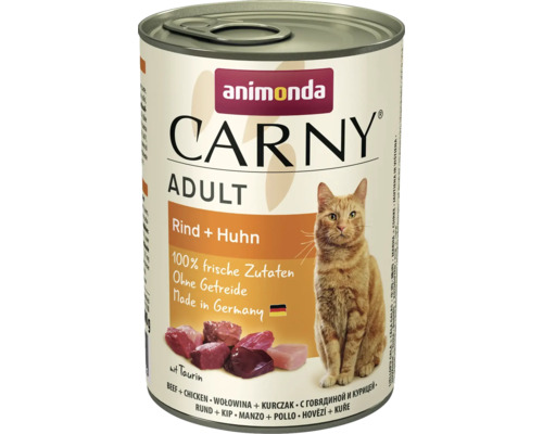 Katzenfutter nass Animonda Carny Adult Rind + Huhn 400 g Animonda Carny Adult Katzenfutter mit Rind und Huhn in Dose