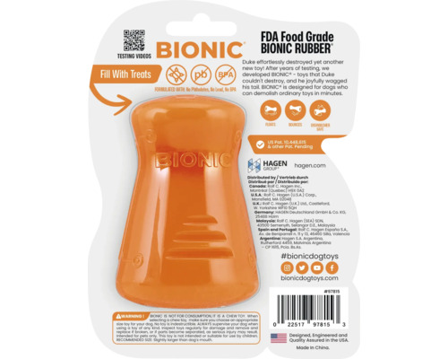 Bionic Hundespielzeug aus lebensmittelechtem Gummi, schwimmfähig, springt und spülmaschinenfest.