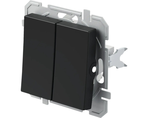 Serienschalter TEM unterputz IP 20, schwarz Doppelschalter für die Elektroinstallation