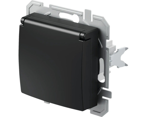 Steckdose TEM unterputz mit Klappdeckel IP 20, schwarz Schutzkontakt-Steckdose mit Klappdeckel für den Innenbereich