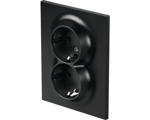 Doppelsteckdose TEM unterputz IP 20, schwarz Doppelsteckdose für die Wandmontage