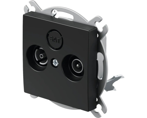 Antennensteckdose R/TV TEM unterputz IP 20, schwarz Satellitenanschlussdose für den Antennenanschluss