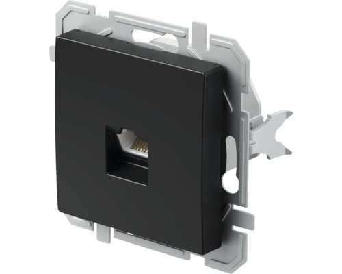 Datendose TEM CAT 6 Keystone unterputz IP 20, schwarz Netzwerkdose mit Metalleinsatz zur Datenübertragung