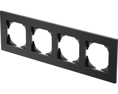 Abdeckrahmen 4-fach TEM unterputz IP 20, schwarz Vierfachrahmen für Schalter