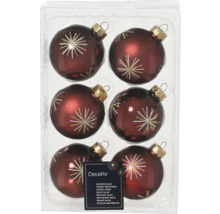 Sechs Christbaumkugeln aus Glas mit Sternmotiv im Set
