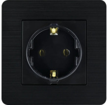 Schwarze Steckdose mit Schutzkontakt