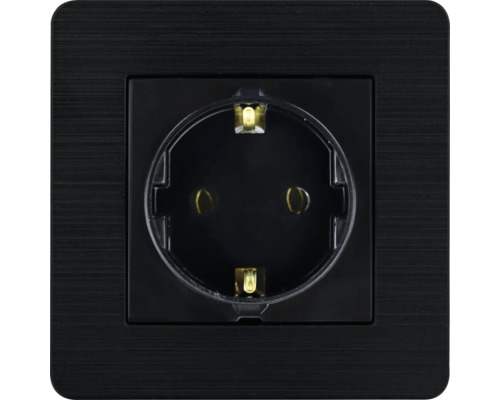 Schwarze Steckdose mit Schutzkontakt