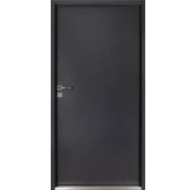 Graue Innentür mit silberfarbenem Türgriff und Schlüsselloch