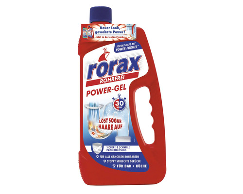 Rorax Rohrfrei Power-Gel zur Rohrreinigung in roter Flasche