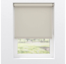 Beige Fensterrollo im geschlossenen Zustand