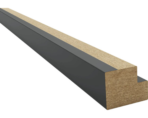 Sonava Profile Abschlussleiste schwarz foliert 2600 x 25 x 22 mm Holzprofil mit Metalleinfassung