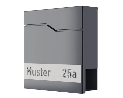 Wandbriefkasten HEIDEMANN DESIGNline BK2 38x38x11 cm, mit Personalisierung, anthrazit Briefkasten mit Hausnummer und Namensschild
